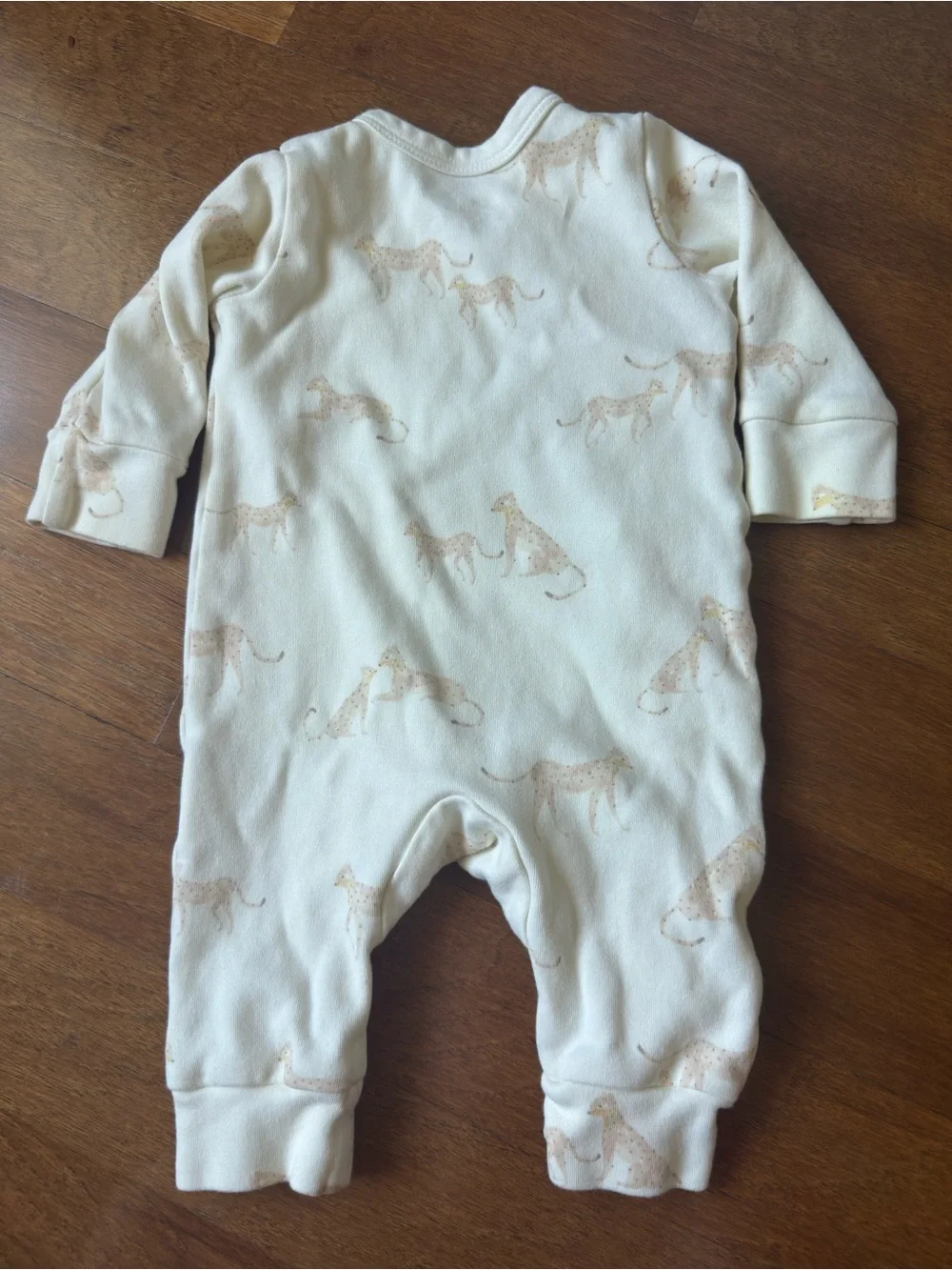 Organic cotton Pehr Cream Leopard-Print Infant Footie Romper